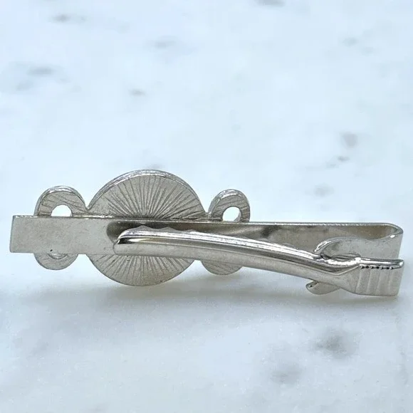 Mens Coin "1973" & 89 Number Base Metal Silver Tone Necktie / Tie Clip - Picture 3 of 4